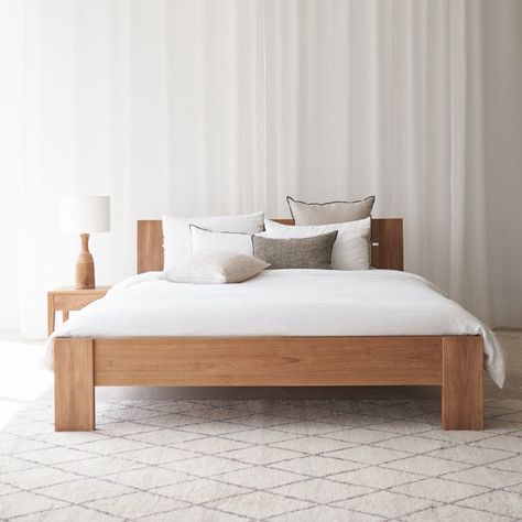 Bed Frames Matching Bedside Tables, Queen Bed Frames, Teak Bed, Timber Slats, Perfect Bed, Bedroom Setup, Queen Bed Frame, Bed Frames, Wooden Slats