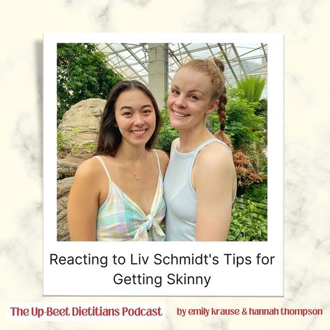 NEW EPISODE - another influencer review! In this episode of The Up-Beet Dietitians podcast, Emily and Hannah review another TikTok influencer, Liv Schmidt. Liv Schmidt’s is known for her tips on how to get, stay, and be skinny while working in the corporate world. You may have also seen the responses to her of people eating food captioning their videos “eat X with me because creators like liv schmidt exist.” Make sure to watch on YouTube so you can react to the videos live with us! You can ... People Eating Food, Tiktok Influencer, Food Captions, Eating Food, People Eating, Schmidt, Beets, Influencer, Podcast