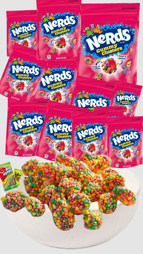 NERDS GUMMY CLUSTERS👹 Nerd Gummy Clusters, Nerd Clusters, Nerds Gummy Clusters, Gummy Clusters, Cute Food Wallpaper, American Snacks, Sleepover Food, Food Wallpaper, Cute Food