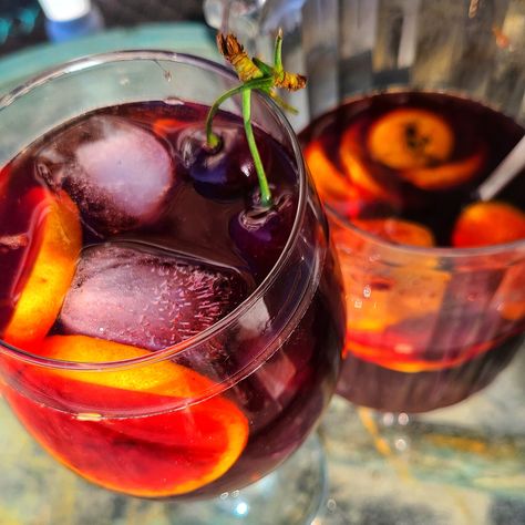 Greekish Sangria with Sour Cherry | KALOFAGAS | GREEK FOOD & BEYOND Greek Sangria, Psalm Sunday, Greek Night, Wine Punch, Cherry Preserves, Greek Summer, Greek Desserts, Cherry Desserts, Refreshing Summer Drinks