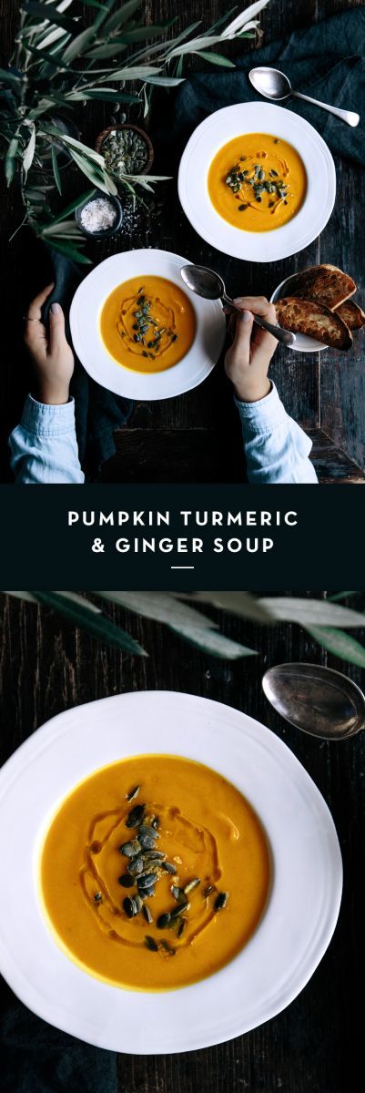 Pumpkin, Turmeric & Ginger Soup  |  Gather & Feast Roasted Pumpkin Soup Recipe, Roasted Pumpkin Soup, Soup Pumpkin, Feast Recipes, Food Simple, Ginger Soup, Pumpkin Soup Recipe, Vegan Carrot Cakes, Wholesome Recipes