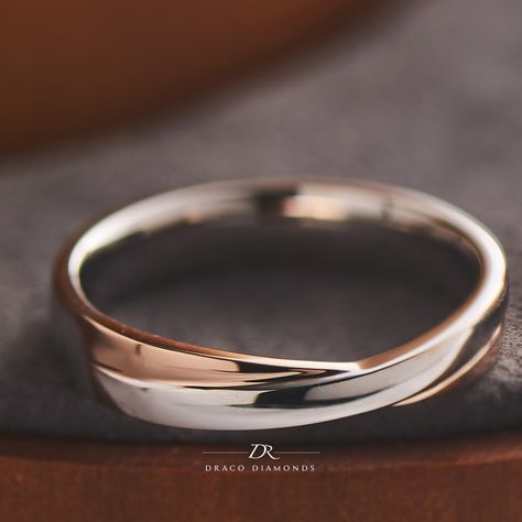 The duo-toned rings in white and rose gold gives a layering effect of multiple rings worn together.⁣⁠ ⁣So to give them a more dynamic look and feel. Such a timeless and elegant pair of wedding bands!⁣⁠ Two Tone Wedding Band, Birthday Cake Alternatives, Cake Alternatives, Elegant Birthday Invitations, Double Wedding Rings, Hand Rings, Multiple Rings, Future Engagement Rings, Elegant Birthday