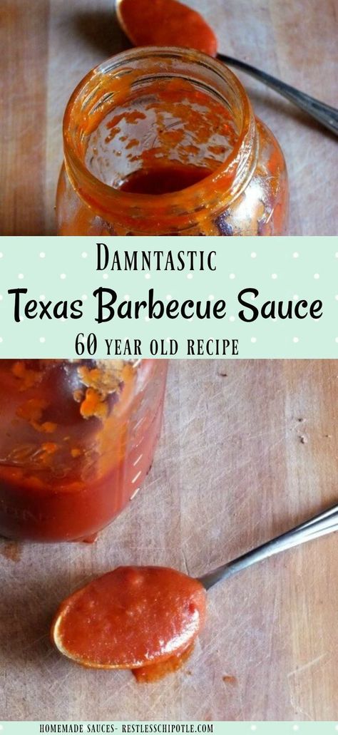 Spicy Barbecue Sauce Recipe, Texas Bbq Sauce, Texas Recipes, Bbq Sauce Homemade Easy, Barbecue Sauce Recipe, Restless Chipotle, Homemade Bbq Sauce Recipe, Wing Sauce Recipes, Texas Barbecue