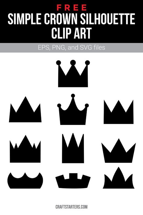 Crown Sillouhette, Free Crown Svg, Crown Svg Free, Crown Cutout, Crown Simple, Wicked Party, Crown Clip Art, Simple Crown, Crown Silhouette