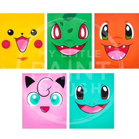 Painting on canvas for kids! Pokeman character fan art! Digital Art Tutorial Beginner, Pokemon Painting, Kids Art Class, Paint Night, Creative Class, Easels, Creative Skills, Painting Class, Online Painting