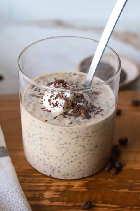 Coffee Chia Seed Pudding, High Protein Chia Pudding, High Protein Coffee, Chia Protein Pudding, Protein Chia Seed Pudding, Greek Yogurt Whipped Cream, High Fiber Smoothies, Coconut Chia Seed Pudding, Chia Pudding Recipes Healthy