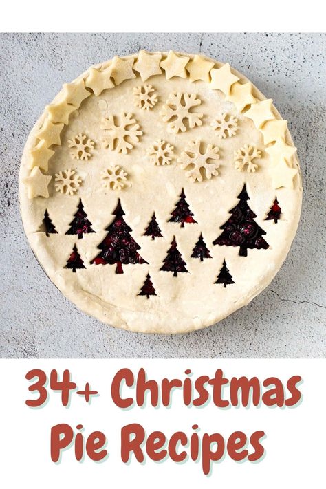 Looking for some seasonal inspiration to highlight your dessert table at Christmas? This list has over 34 recipes for Christmas pies ranging from classics to recipes that are a bit more unique. You'll be sure to find a little something for everyone! Christmas Pie Crust Designs, Christmas Pie Crust, Unique Pie Recipes, Christmas Pies, Pretty Pie Crust, Christmas Pie Recipes, Fancy Pie Crust, Christmas Dinner Desserts, Cookie Recipes Decorating