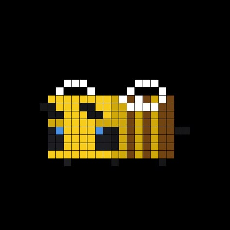 Minecraft Bee Embroidery, Bee Grid Pattern, Minecraft Bee Pixel Art, Minecraft Bee Perler Beads, Minecraft Kandi Pattern, Bee Perler Bead Pattern, Pixel Art Bee, Bee Pixel Art, Bee Line Art