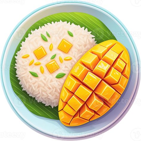 Mango Sticky Rice, Thai dessert Sticky Rice Thai, Mango Sticky Rice, Thai Dessert, Foods Recipes, Sticky Rice, Free Png, Food Animals, Planting Flowers, Mango