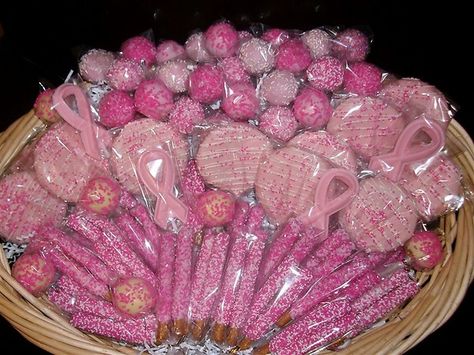 Cancerversary Celebration Ideas, Done With Chemo Party, Pink Lollies, Pink Ribbon Fundraiser Ideas, Mastectomy Party, Chemo Party, Desserts For Parties, Breastcancerawareness Decor, Tattoos Breastcancer Mom