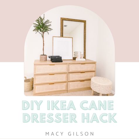 DIY Cane Dresser IKEA Hack Ikea Kullen Dresser, Ikea Chest Of Drawers Hack, Dresser Ikea Hack, Cane Dresser, Dresser Ikea, Ikea Dresser Hack, Ikea Chest Of Drawers, Ikea Hemnes Dresser, Ikea Malm Dresser