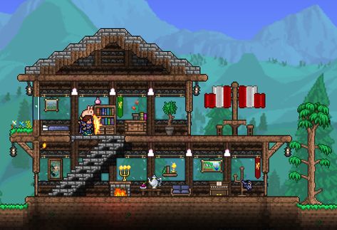 Starter Terraria House, Simple Terraria Builds, Terraria Beginner House, Easy Terraria House, Terraria Starter House Ideas, Terraria Hospital, Terraria Starter Base, Small House Terraria, Small Terraria House