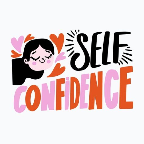 Self confidence lettering | Free Vector #Freepik #freevector #design #font #communication #writing Yoga Illustration, Life Map, Illustration Quotes, Meaningful Messages, Positive Emotions, Typography Tshirt, Lettering Quotes, Inspirational Message, Self Confidence