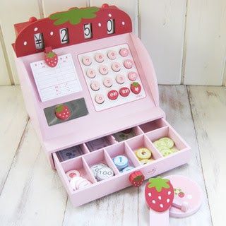 NEW Mother Garden Wooden Strawberry Cash Register Selling Price : RM128.00 Please enquire for stock availability Handcrafted and paint... Candy Station Wedding, Notepad Template, Mother Garden, Strawberry Kitchen, Candy Station, Strawberry Decorations, Kawaii Toys, Baby Doll Accessories, Kids Wooden Toys