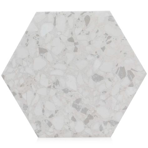 Industry Tile Terrazzo Hexagon 11" x 9" Porcelain Singular Tile Floor Use Tile & Reviews | Wayfair Tile Terrazzo, Hexagonal Tiles, White Porcelain Tile, White Terrazzo, Hexagon Mosaic Tile, Art Deco Pink, Porcelain Wall Tile, Green Flooring, Hexagonal Mosaic