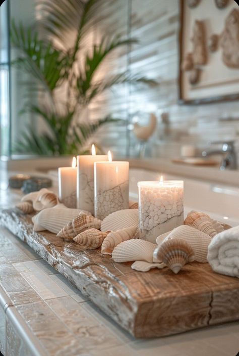 Beach Themed Interior, Coastal Theme Bathroom, Ocean Bathroom Ideas, Bathroom Coastal Style, Sea Theme Bathroom, Spa Vision, Bathroom Ocean Decor, Ocean Themed Bathroom Decor, Ocean Theme Bathroom