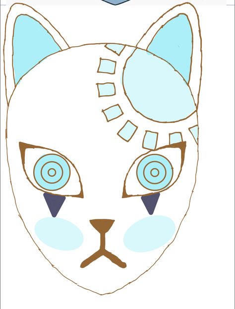 Demon Slayer Mask Drawing, Tanjiro Kitsune Mask, Demon Slayer Mask, Mascaras Anbu, Demon Slayer Cat Mask, Japanese Cat Mask Drawing, Fox Masks, Animal Stencil Art, Brown Hairstyles