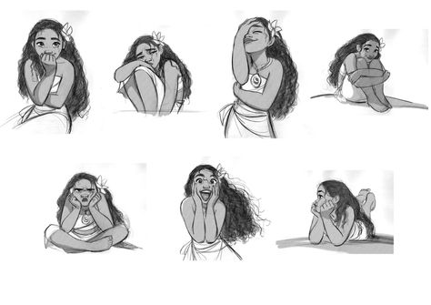 Moana Expressions, Moana Character Design, Moana Sketches, Moana Concept Art, Character Expressions, Disney Art Style, Expression Sheet, Disney Wiki, Really Cool Drawings