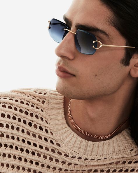 Wood, horn, or jeweled details - Cartier's SS24 collection is an embodiment of the Maison's savoir-faire. Discover noble and precious #Cartier materials now at eye-oo. #CartierSunglasses #CdeCartier #SignatureCdeCartier #CartierBuffs #Luxury #eyeoo Cartier Glasses Men, Stylish Glasses For Men, Cartier Glasses, Luxury Glasses, Cartier Sunglasses, Eyeglasses For Men, Designer Shades, Cartier Men, Sunglasses Collection