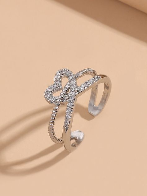 Rhinestone Heart Decor Ring Heart Decor, Single Ring, Crosses Decor, Snake Design, Rhinestone Ring, Rhinestone Heart, Watches Women Fashion, Heart Decorations, Crystal Heart