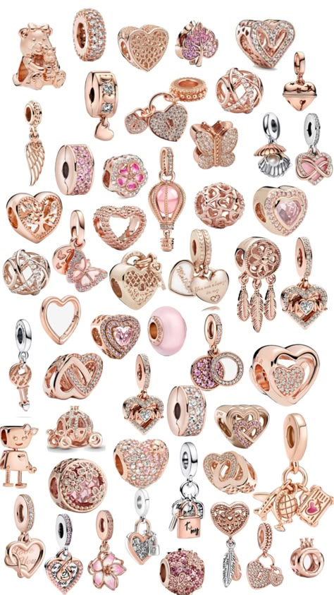 #pandora Coquette Pandora, Pandora Rose Charm, Pandora Charms Rose Gold, Rose Gold Pandora, Bracelet Video, Pandora Summer, Timeless Rings, Pandora Bracelet Ideas, Gold Pandora