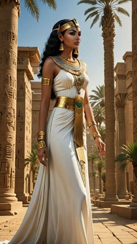 Egyptian Queen Dress, Ancient Egyptian Dress Women, Cleopatra Photoshoot, Egypt Outfits Women, Egyptian Cosplay, Egyptian Halloween Costume, Cleopatra Outfit, Ancient Egyptian Dress, Ancient Egyptian Fashion