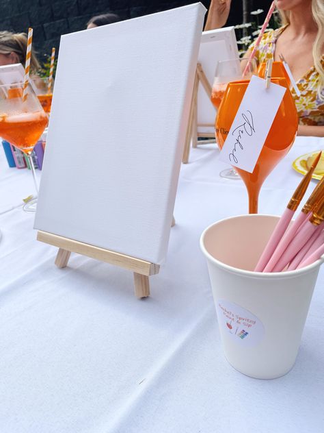 Clothespin name tags Sip N Paint, Paint And Sip, Name Tags, Clothes Pins, Table Settings, Pink