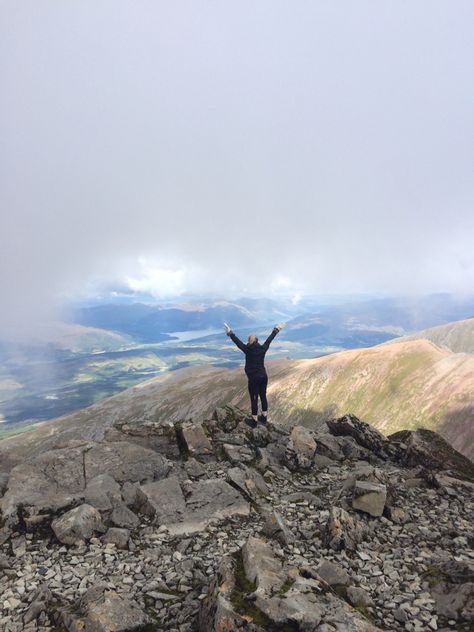 The summit of Ben Nevis! Such amazing scenery right here in Scotland. Ben Nevis, Adventure Bucket List, Bucket List, Scotland, Vision Board, Hiking, Natural Landmarks, Travel