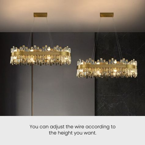 Modern Crystal Chandeliers, Rectangular Chandelier, Living Room Bed, Modern Crystal Chandelier, Crystal Chandeliers, Bed In Living Room, Dining Living Room, Lighting Store, Brass Gold