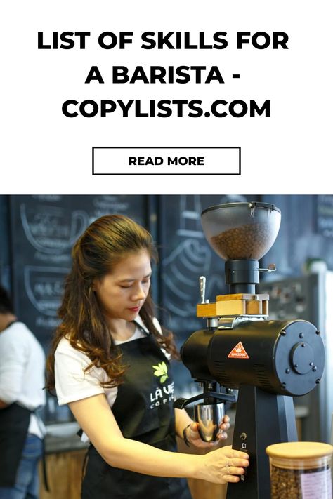 Copy and Paste or Download a list of skills for a barista in many popular formats. Working as a barista is more than just making coffee. Sure, making coffee Barista Skills, List Of Careers, Microsoft Word Document, Making Coffee, List Of Skills, Copy And Paste, How To Make Coffee, Meeting New People, Setting Goals