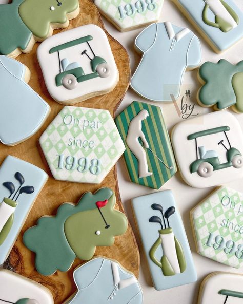 Golf Cookies, Thank You Cookies, Golf Birthday Party, Cookie Decorating Party, Sugar Cookie Royal Icing, Golf Birthday, Summer Cookies, Cute Cookies, Icing Cookies