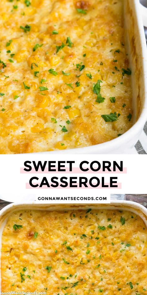 Sweet Corn Casserole Fresh Corn Casserole, Corn Bake, Sweet Corn Casserole, Corn Recipes Side Dishes, Cream Corn Casserole, Thanksgiving Appetizers Easy, Vegetable Casserole Recipes, Corn Casserole Recipe, Thanksgiving 2023