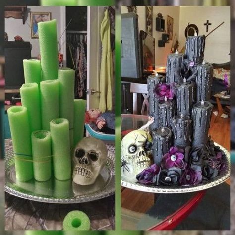 Halloween Centerpiece Ideas, Spooky Halloween Candles, Halloween Centerpieces, Fiesta Halloween, Scary Halloween Decorations Diy, Easy Diy Halloween Decorations, Holidays Ideas, Dollar Tree Halloween, Halloween Bottles