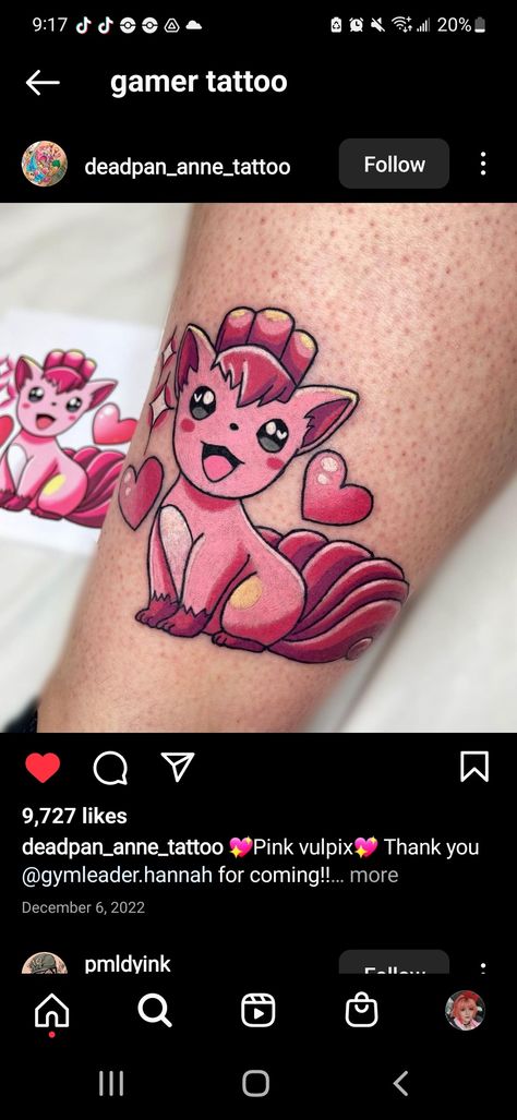 Vulpix Tattoo, Heart Kawaii, Gamer Tattoos, Pokemon Tattoo, Valentine Heart, Color Tattoo, I Tattoo, Pokemon, Valentines