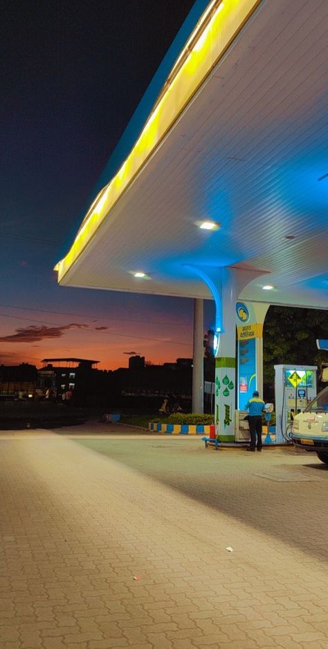 Petrol Pump ⛽ GasTank Diesel #gastank #petrol #diesel #indianroads #sunsetwork #sunset #bharatpetrolium #indianoil #shell #pune Petrol Pump, Shiva Pics, Sunset Background, Lord Shiva Pics, Lord Shiva, Marina Bay, Goa, Pune, Marina Bay Sands