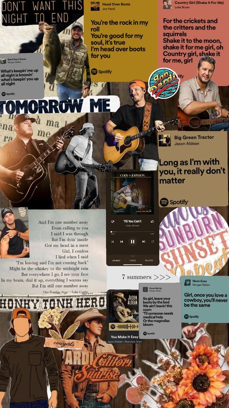 Country Artist Wallpaper, Country Singers Wallpaper, Country Song Wallpaper, Country Lockscreen, Country Music Aesthetic Wallpaper, Country Lyrics Wallpaper, Luke Combs Wallpaper, Country Music Collage, Music Collage Wallpaper