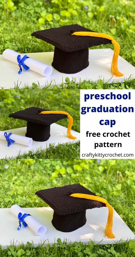 Celebrate the little graduate in your life with this adorable preschool graduation cap pattern!  It's easy and fun to make, and is the perfect way to commemorate your little one's graduation.  Since the pattern only uses a few basic stitches, this is a pattern that beginners can enjoy as well! #diygraduationcap #preschoolgraduationcap #crochetgraduationcap #preschoolgraduation #graduation #graduationcrochet #grads #easycrochetpattern #beginnercrochetpattern #diygraduation #crafts #crochet #diy Crochet Graduation Cap Free Pattern, Graduation Cap Crochet, Crochet Graduation Gift Ideas, Graduation Cap Pattern, Preschool Graduation Cap, Crochet Baby Cap, Cap Crochet, Crochet Holiday, Crochet Beautiful