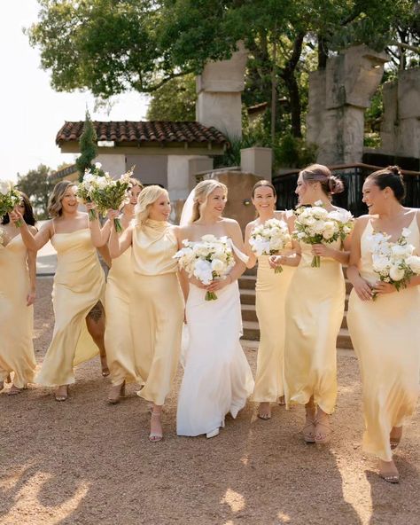 Pastel Yellow Bridesmaid, Pastel Yellow Bridesmaid Dresses, Pale Yellow Bridesmaid Dresses, Light Yellow Weddings, Pale Yellow Weddings, Yellow Wedding Colors, Pastel Bridesmaids, Yellow Wedding Dress, Yellow Bridesmaid