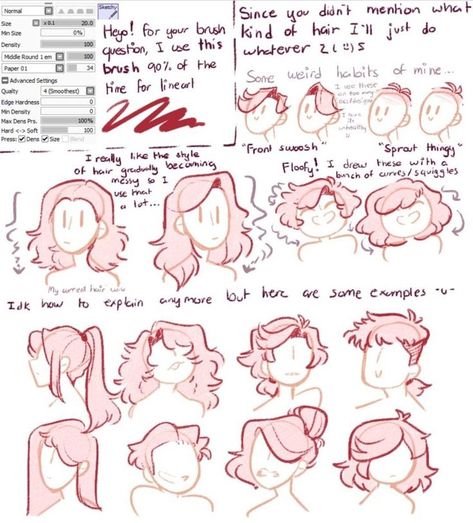 Fluffy Hair Ideas Drawing, Fluffy Hair Art Reference, How To Draw Short Fluffy Hair, Fluffy Hair Drawing Reference, Fluffy Hair Drawing Reference Girl, Fluffy Hair Drawing, Hair Drawing Reference, Shorts Drawing, Drawing Hair Tutorial