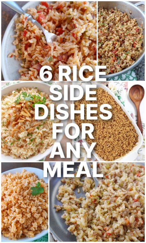 Rice Side Dish Recipes for Almost Any Meal! Try Charleston Red Rice, Mediterranean Chickpea Rice, Classic Rice Almondine, Mama's Brown Rice, Mexican , estaurant-Style Rice and Better-Than-Bojangles Dirty Rice. Brown Rice Side Dish, Charleston Red Rice, Chickpea Rice, Cajun Dirty Rice, Rice Mexican, South Your Mouth, Mediterranean Chickpea, Rice Side Dish Recipes, Skillet Dinner Recipes