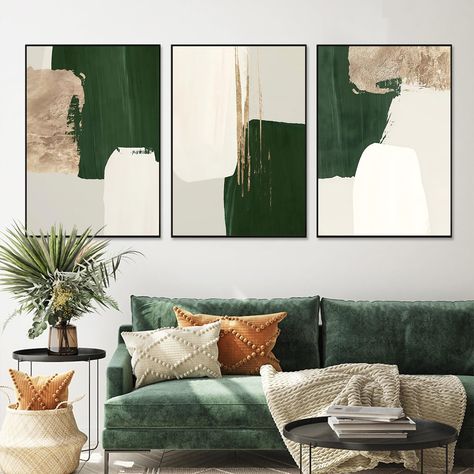 PRICES MAY VARY. 1. Abstract Green Gold Art Size: 16x24inch (40x60cmx3pcs), green and white pictures is frameless posters, perfect gift for friends and family. 2. Not hand-painted : Machine printed copy,Adopting high-quality canvas and the most advanced Giclee printing technology,it has the characteristics of bright color,soft texture,high toughness,wrinkle resistance and colorfastness,strong texture and artistic sense. 3. Artistic Effect : Choose our art poster say goodbye to cumbersome rooms,e Brown Wall Decor, Modern Apartment Living Room, Gold Abstract Painting, Moss Wall Art, Modern Wall Decor Art, Modern Art Decor, Abstract Pictures, Moss Wall, Posters Framed