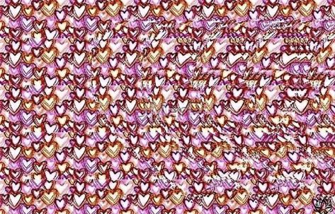 Can you see what’s inside the big heart in this magic eye puzzle art? Picture Within A Picture, Hidden 3d Images, 3d Stereograms, Magic Eye Pictures, Eye Illusions, Almost Magical, Optical Illusion Art, Eye Pictures, Colorful Hearts