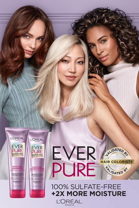 Hair Color Ads, Sulfate Free Shampoo And Conditioner, Hair Campaign, Pink Shampoo, Hair Ads, Hair Colour Design, Hair Photography, Editorial Hair, Hair Spa