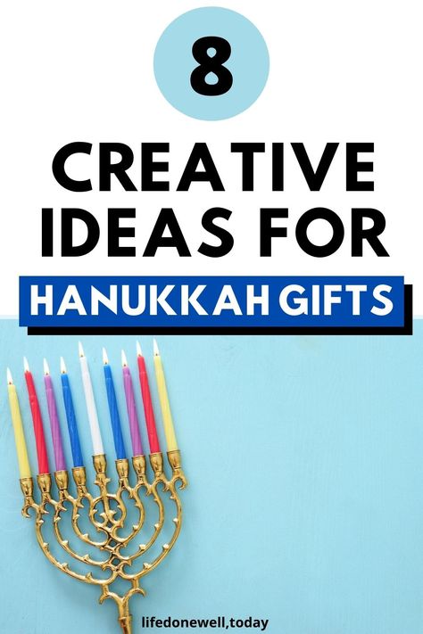 8 Creative Ideas for Hanukkah Gifts. If you want to celebrate the real meaning of Hanukkah, but still need gift inspiration, here are some creative ideas for eight nights of Hanukkah gifts. 8 Days Of Hanukkah Gifts, Diy Hannukah Gifts, Hanukkah Gifts For Teachers, Hannakuh Gift Ideas, Chanukah Gift Ideas, Hanukkah Gifts For Men, 8 Nights Of Hanukkah Gifts, Hanukkah Gifts For Kids, Hannukah Gifts Ideas