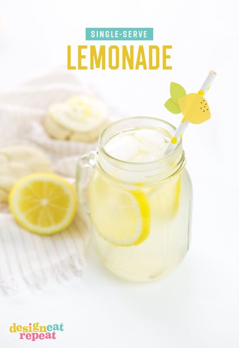 Whip up a glass of freshly squeezed lemonade in under 5 minutes with just a few ingredients! No sharing required. Single Serve Lemonade Recipe, Single Serving Lemonade Recipe, Fresh Lemonade Recipe, Lemonade Party Favors, Mason Jar Lemonade, Design Eat Repeat, Good Lemonade Recipe, How To Make Lemonade, Diy Lemonade