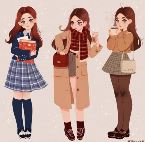 Art Styles To Try, Arte Sketchbook, Girl Sketch, Rory Gilmore, Coffee And Books, Cute Art Styles, Girls Cartoon Art, الرسومات اللطيفة, Art Clothes