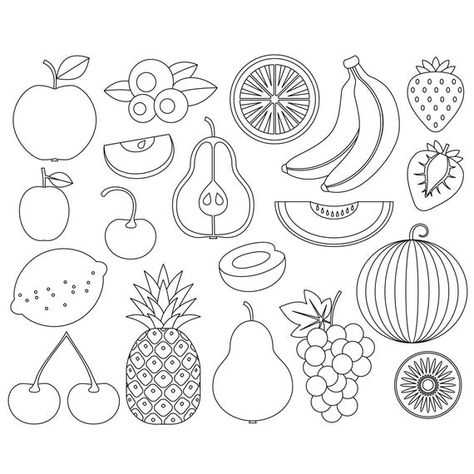 Fruit Outline, Fruits Clipart, Fruit Clipart, Kids Games, Art Party, Cute Images, Digital Stamps, Digital Clip Art, Digital Printables