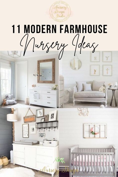 We are sharing the most beautiful modern farmhouse nursery ideas and showing you how to design a modern farmhouse nursery for your baby. There's something so special about a modern farmhouse nursery that gets me going every time. To me a modern farmhouse nursery feels like a breath of fresh air with its clean lines, neutral colors and all the natural lighting. Design elements such as farmhouse lights, barn doors and ship lap when juxtaposed with modern elements, adds a warm finishing touch to Gender Neutral Nursery Farmhouse, Farmhouse Nursery Neutral, Farmhouse Girl Nursery, Farmhouse Baby Nursery, Farmhouse Nursery Ideas, Modern Farmhouse Nursery, Natural Lighting Design, Farmhouse Lights, Beautiful Modern Farmhouse