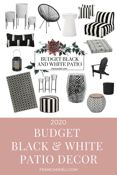 2020 Budget Black & White Patio Decor - Franc & Eli Black White Patio, Black And White Patio Decor, Homemade Apple Crisp Recipe, Black And White Patio, Homemade Apple Crisp, White Porch, Yard Inspiration, Apple Crisp Recipe, White Patio