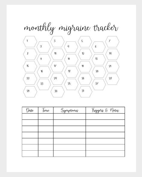 Migraine Journal Template, Migraine Tracker Printable Free, Headache Tracker Bullet Journal, Migraine Journal, Health Binder, Headache Tracker, Migraine Tracker, Bullet Journal Dividers, Medical Binder Printables